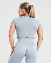 Classic Seamless 2.0 Short Sleeve Crop Top | Smoke Grey Marl