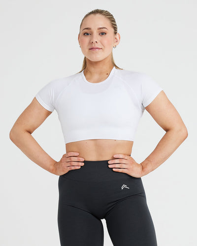 Classic Seamless 2.0 Short Sleeve Crop Top | White