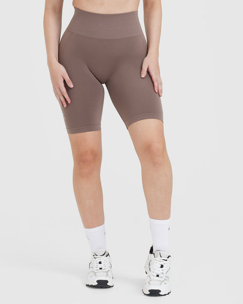 Seamless Bike Shorts in Cool Brown - Women's