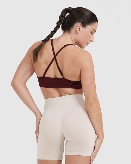 Effortless Strappy Bralette with White Logo | Rosewood
