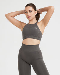 Effortless Seamless High Neck Bralette | Deep Taupe