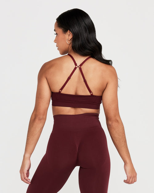 Effortless Micro Bralette with White Logo | Rosewood