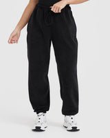 Fleece Oversized Joggers | Black