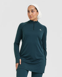 Go To Seamless Loose Long Sleeve Longline Top | Oil Blue