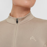 Timeless Half Zip Mid Long Sleeve Top | Sandstone