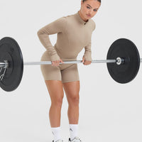 Timeless Half Zip Mid Long Sleeve Top | Sandstone