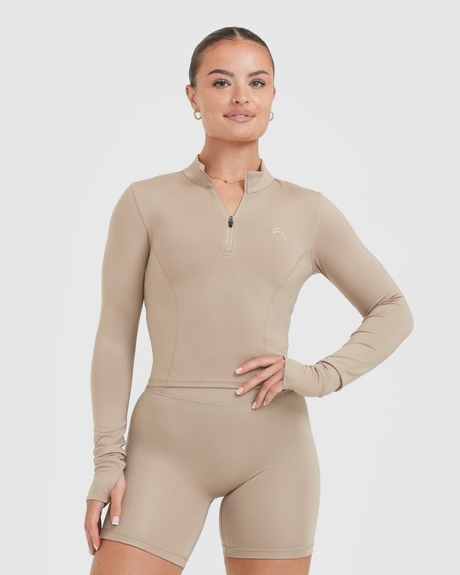 Women's Mid Length Top - Half Zip - Sandstone | Oner Active EU