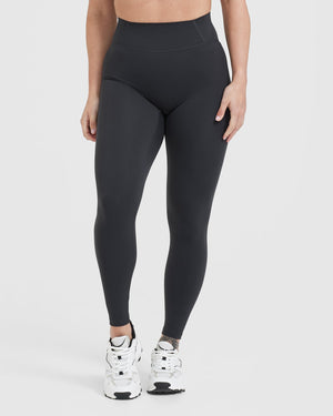 Grey High Waisted Leggings Women - Coal