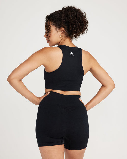 Classic Seamless Crop Top | Black Marl