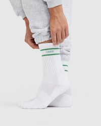 Varsity Crew Socks 3 Pack | White/Jade/Sandstone/Black